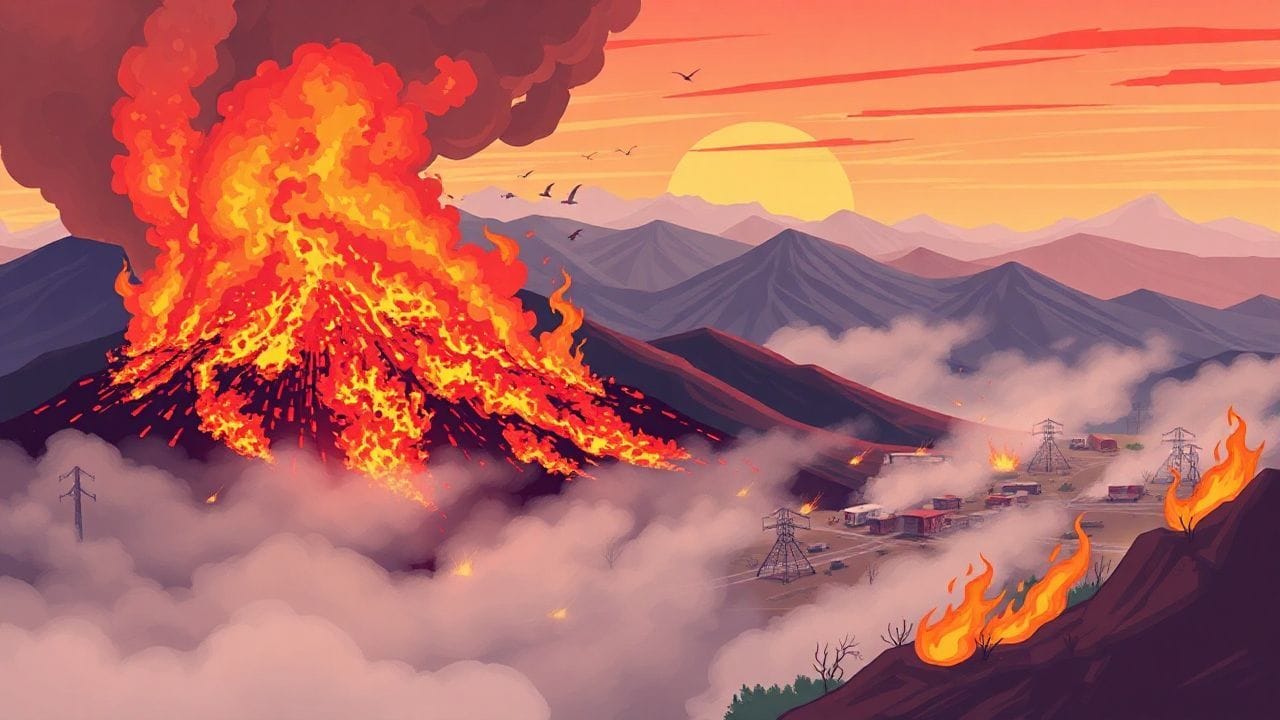 "Southern California battles intense wildfires and poor air quality amid severe Santa Ana winds and drought."